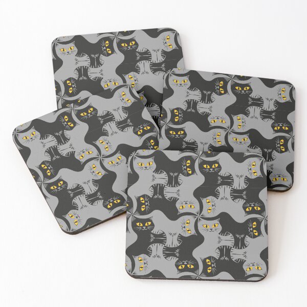 Item preview, Compact Cats - Black and Grey Cat Tessellation - Amber Eyes designed and sold by DaveSavageArt.