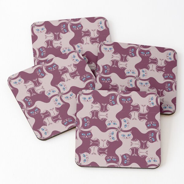 Item preview, Compact Cats - Burgundy Cat Tessellation - Blue Eyes designed and sold by DaveSavageArt.