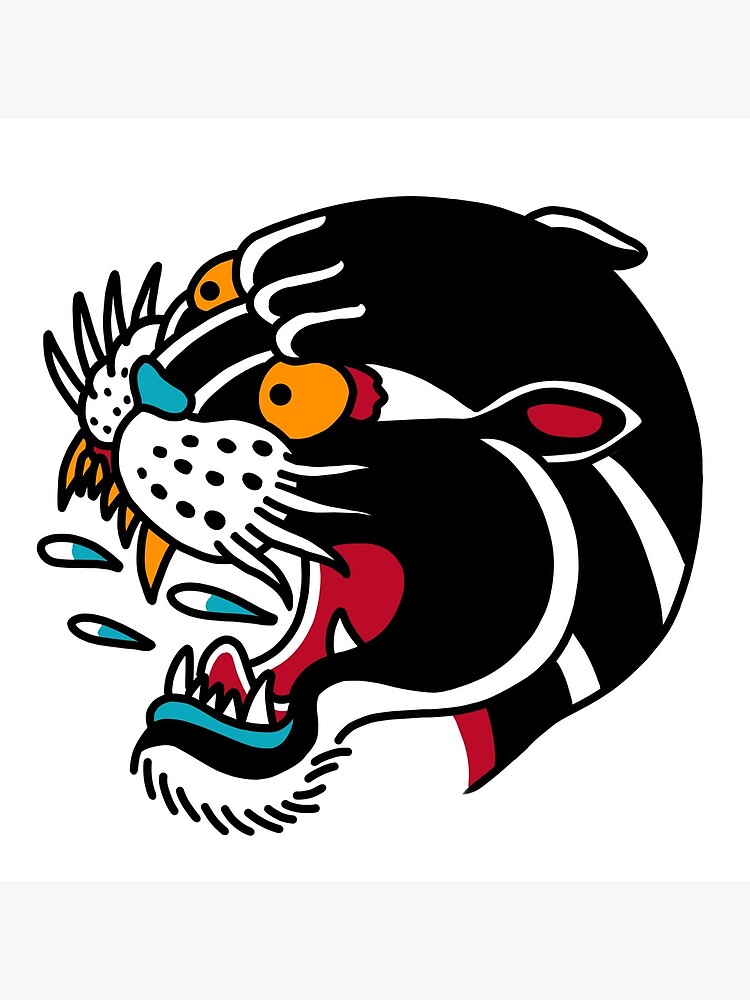 Traditional panther head tattoo flash Royalty Free Vector