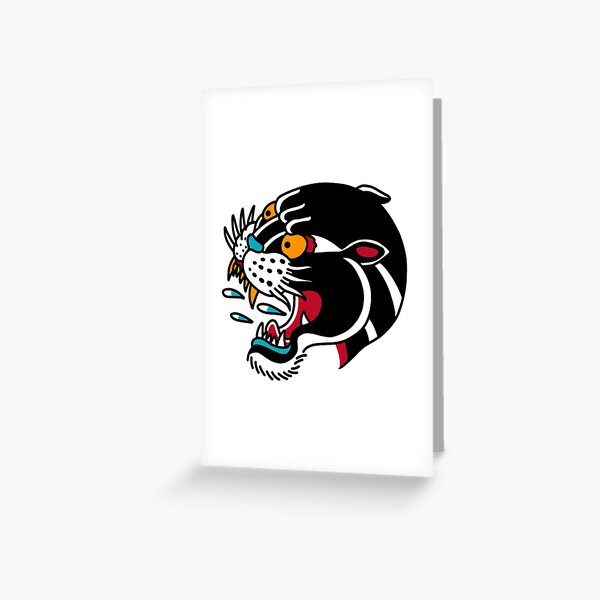 Amerikanisches Traditionelles Tiger Tattoo Grusskarte Von Uprise Redbubble