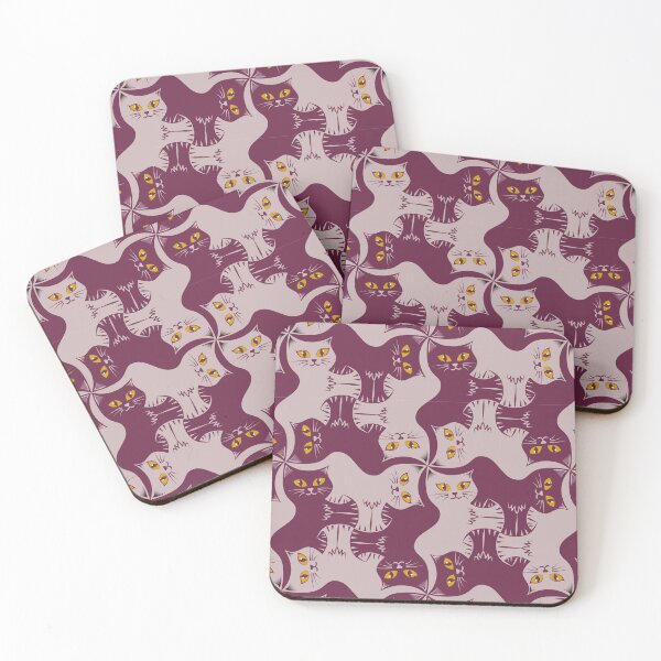 Item preview, Compact Cats - Burgundy Cat Tessellation - Amber Eyes designed and sold by DaveSavageArt.