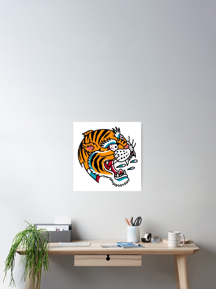 Amerikanisches Traditionelles Tiger Tattoo Poster Von Uprise Redbubble