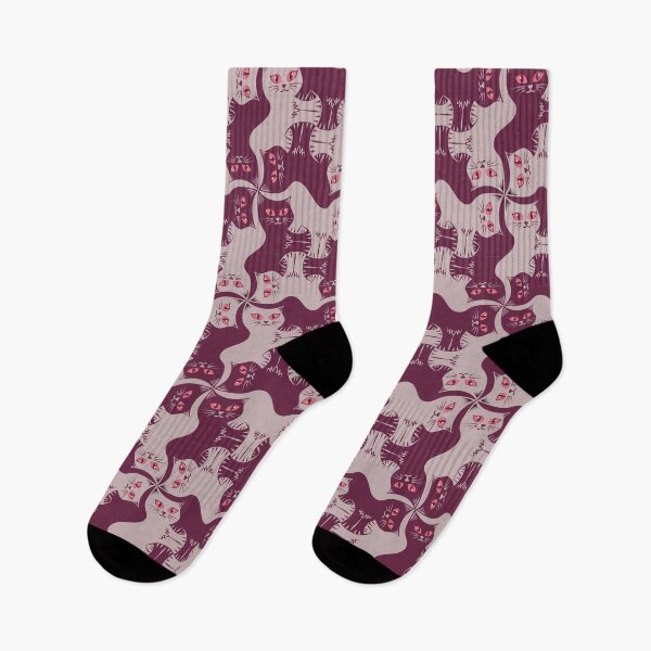 Item preview, Compact Cats - Burgundy Cat Tessellation - Pink Eyes designed and sold by DaveSavageArt.