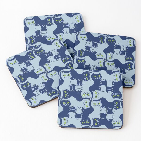 Item preview, Compact Cats - Blue Cat Tessellation - Green Eyes designed and sold by DaveSavageArt.