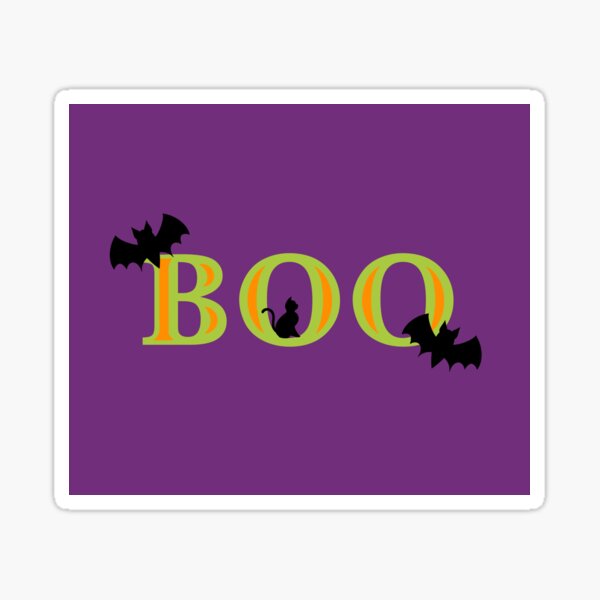 Bats, Black Cat, and Boo Sticker