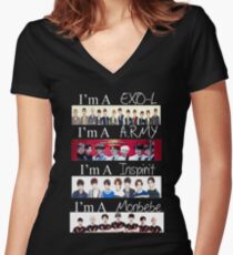 EXO, BTS, INFINITE, AND MONSTA X - I'M A FAN Women's Fitted V-Neck T-Shirt