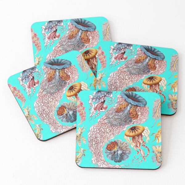 Item preview, JELLYFISH ,OCEAN SEA LIFE SCENE DISCOMEDUSAE,NUDIBRANCHIA IN AQUA BLUE designed and sold by BulganLumini.