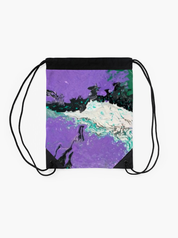 Alternate view of Abstract Painting-"Mardi Gras" Drawstring Bag