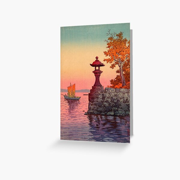Tsuchiya Koitsu - Returning Sailboat at Yabase Greeting Card