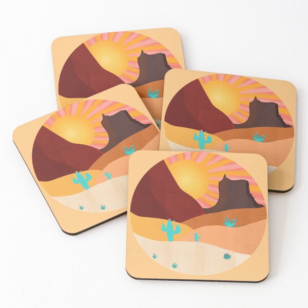 Item preview, Cactus blooms and mountains the desert sunrise designed and sold by CoffeePandaArt.