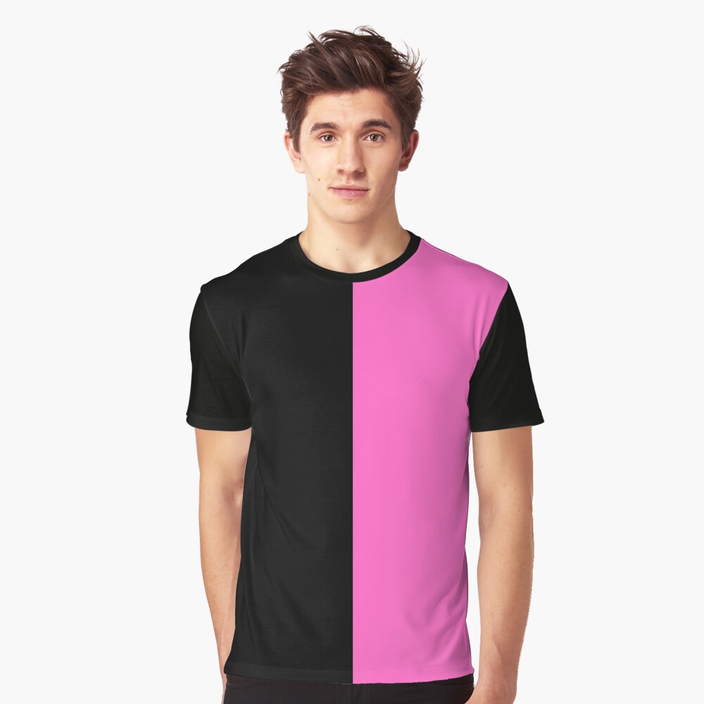 half pink and half blue shirt