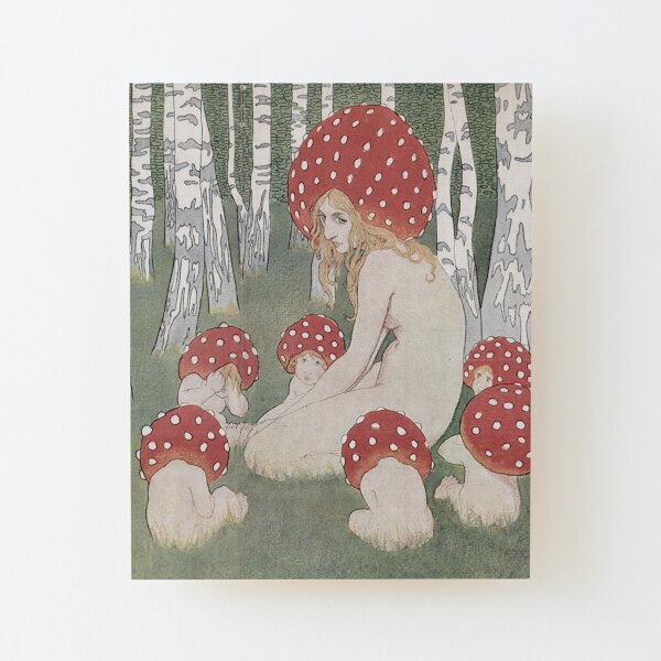 MOTHER MUSHROOM WITH HER CHILDREN - EDWARD OKUN Wood Mounted Print