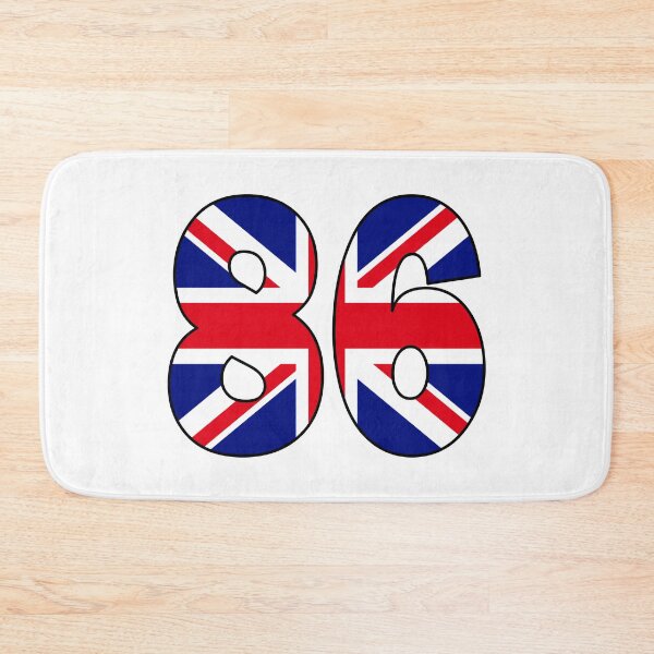 Item preview, Number 86 with UK flag on the background designed and sold by AllShirts21.