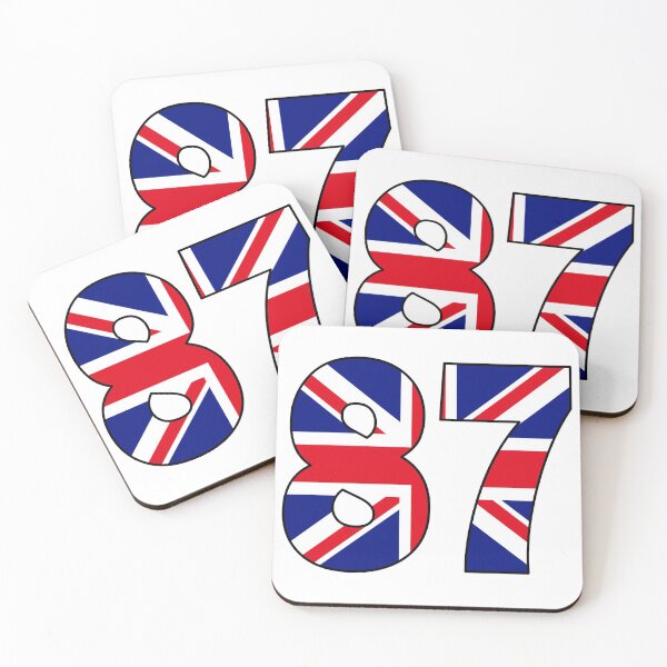 Item preview, Number 87 with UK flag on the background designed and sold by AllShirts21.