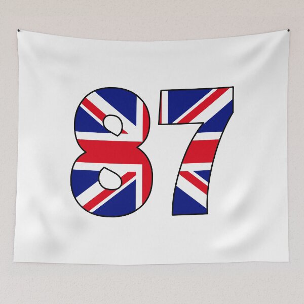 Item preview, Number 87 with UK flag on the background designed and sold by AllShirts21.