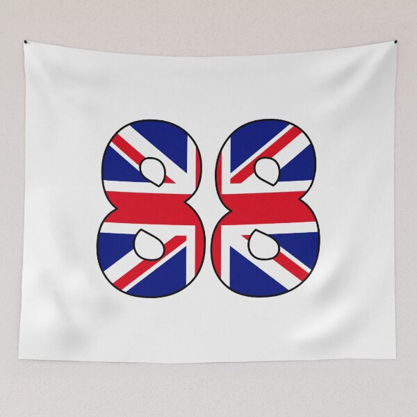 Item preview, Number 88 with UK flag on the background designed and sold by AllShirts21.