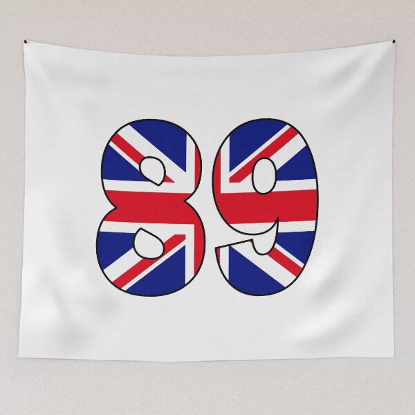 Item preview, Number 89 with UK flag on the background designed and sold by AllShirts21.
