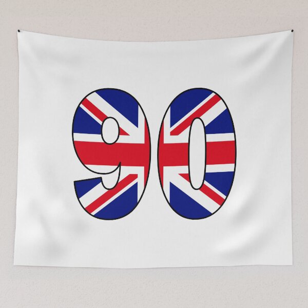 Item preview, Number 90 with UK flag on the background designed and sold by AllShirts21.