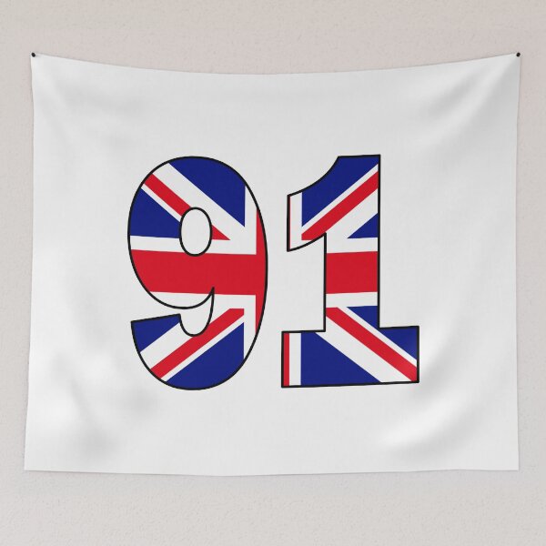 Item preview, Number 91 with UK flag on the background designed and sold by AllShirts21.