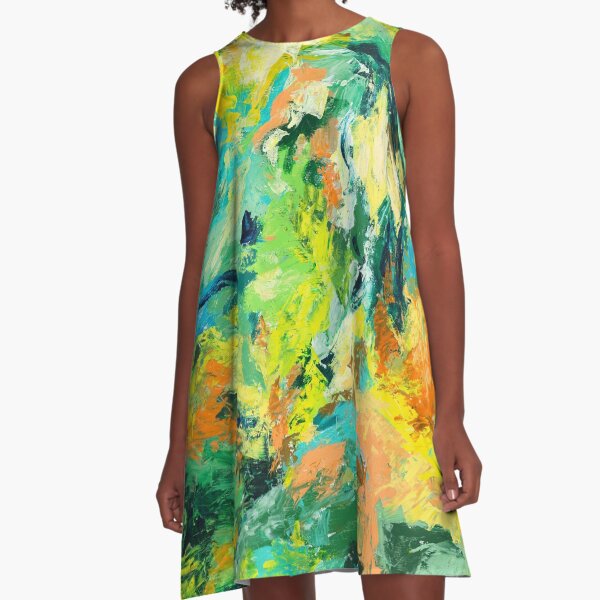 Instinct, Expressive Abstract Landscape, Colorful Art by Courtney Hatcher A-Line Dress
