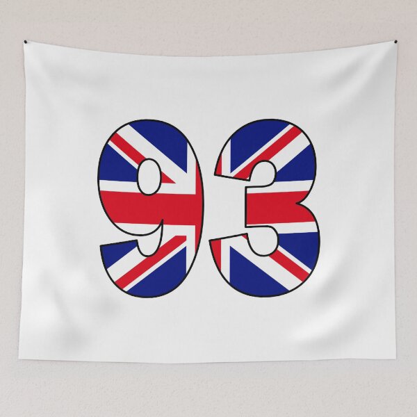 Item preview, Number 93 with UK flag on the background designed and sold by AllShirts21.