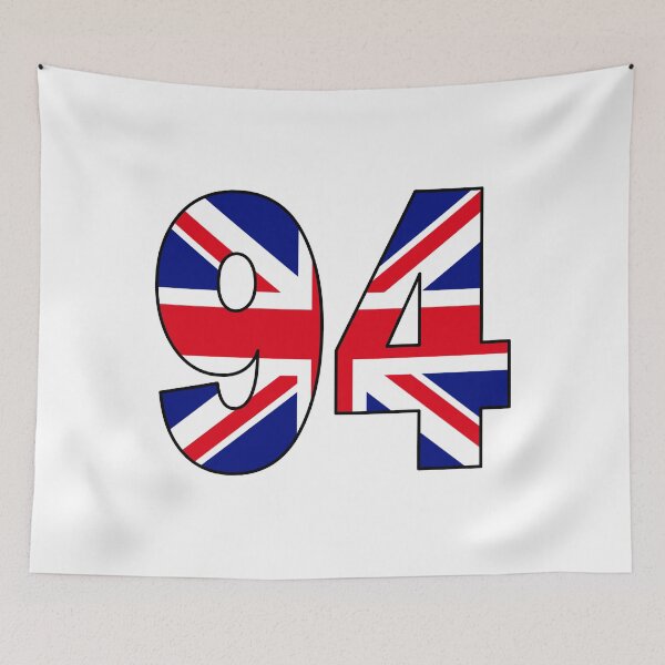 Item preview, Number 94 with UK flag on the background designed and sold by AllShirts21.