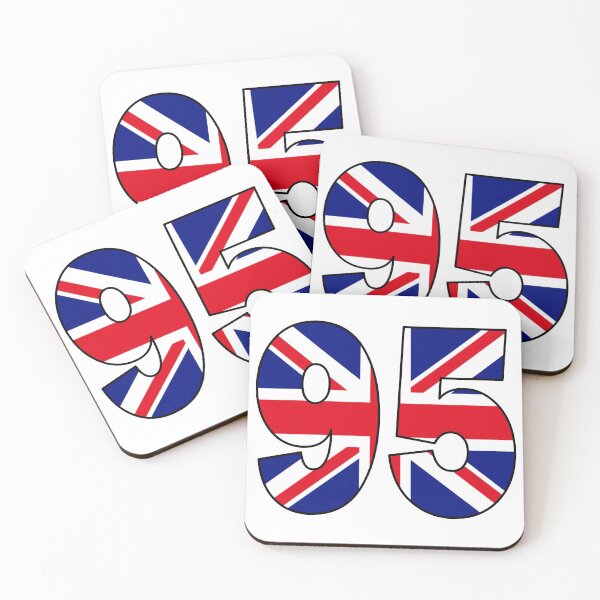 Item preview, Number 95 with UK flag on the background designed and sold by AllShirts21.