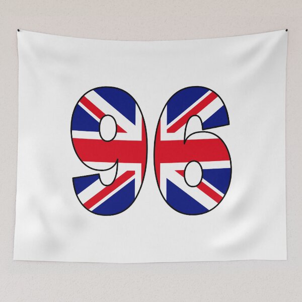 Item preview, Number 96 with UK flag on the background designed and sold by AllShirts21.