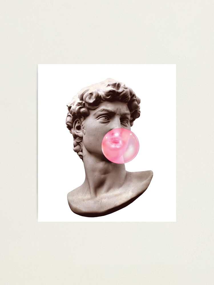 Aesthetic Statue Head Pink Shower Curtain, Statue Bust Decor, Pink