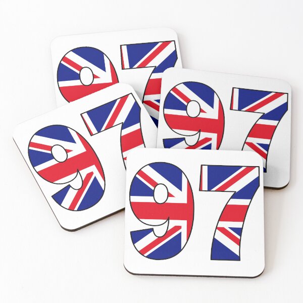Item preview, Number 97 with UK flag on the background designed and sold by AllShirts21.