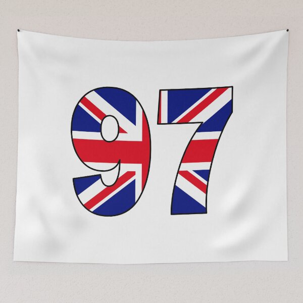 Item preview, Number 97 with UK flag on the background designed and sold by AllShirts21.