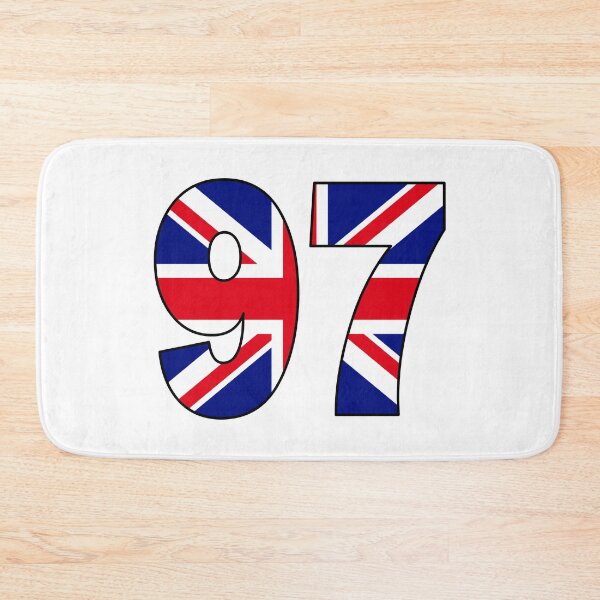 Item preview, Number 97 with UK flag on the background designed and sold by AllShirts21.