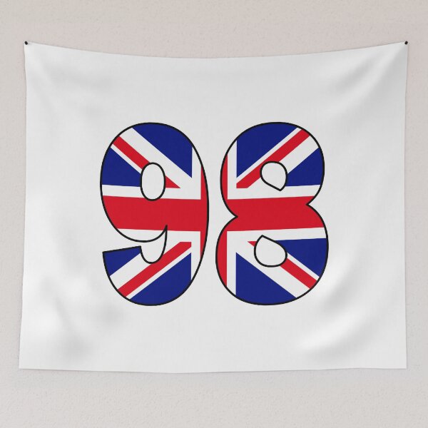 Item preview, Number 98 with UK flag on the background designed and sold by AllShirts21.