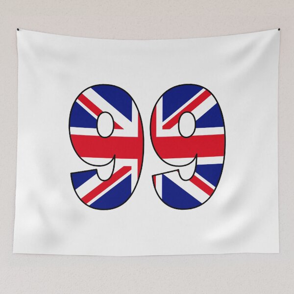 Item preview, Number 99 with UK flag on the background designed and sold by AllShirts21.