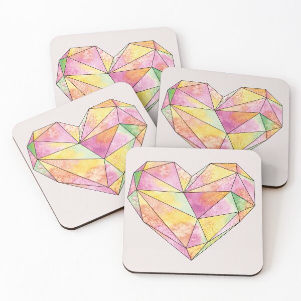 Item preview, Diamond aesthetic watercolor Colorful Heart | offwhite background designed and sold by CarolFreire.