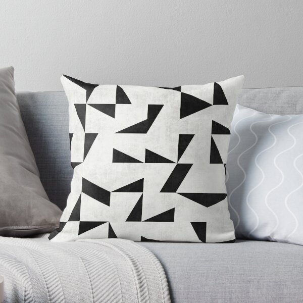 Mid-Century Modern Pattern No.11 - Black and White Concrete Throw Pillow