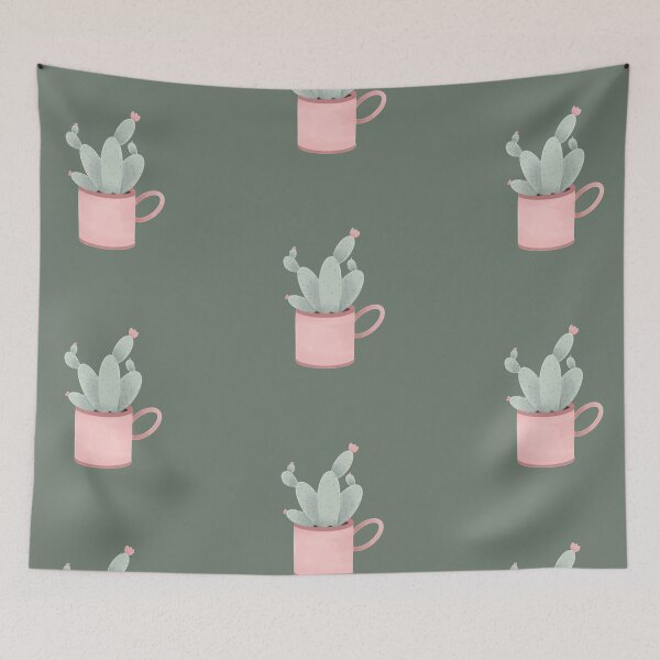 Item preview, Cactus blooms in a coffee cup Version 2 designed and sold by CoffeePandaArt.