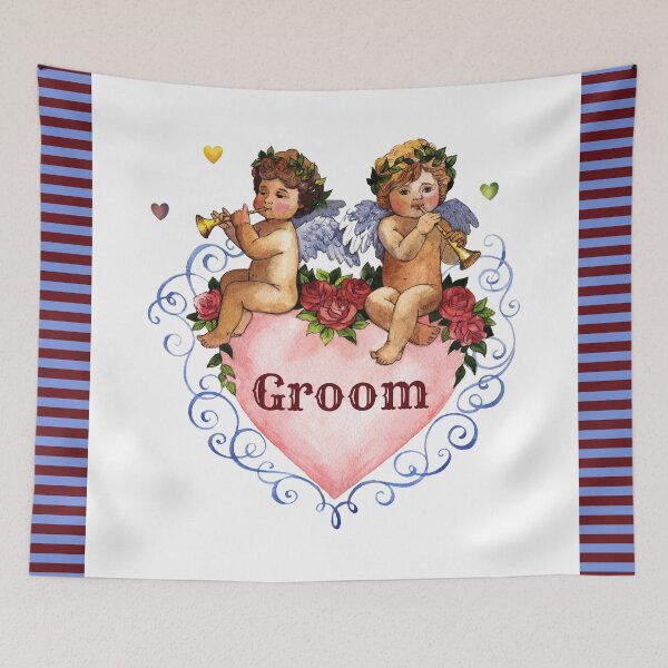 Item preview, Wedding party gift groom angels cherubs heart white designed and sold by GrammarDance.