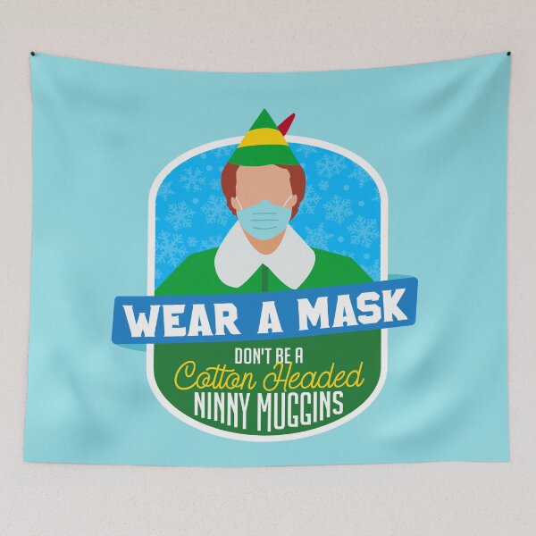Item preview, Wear a Mask. Don't Be a Cotton Headed Ninny Muggins | Funny Christmas Hydro Sticker designed and sold by SLAG-Creative.