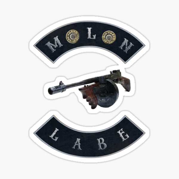 Tommy Gun Molon Labe double 45 ACP black background Sticker