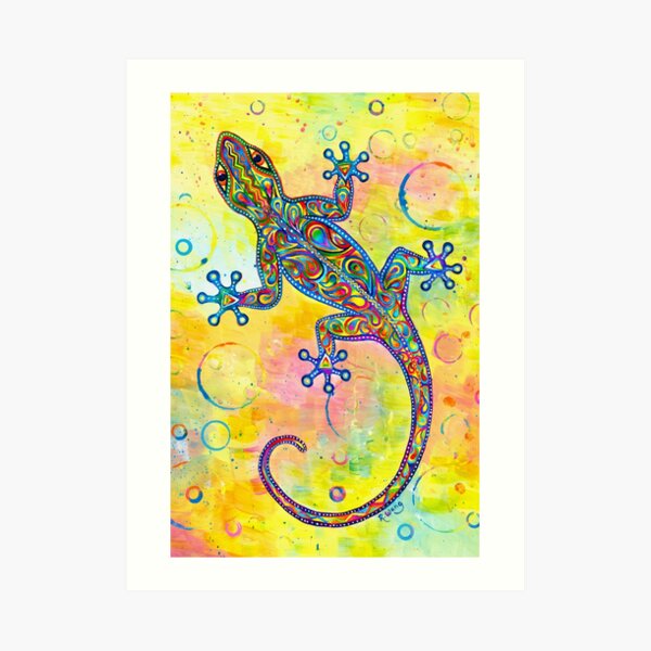 Electric Gecko Psychedelic Paisley Lizard Art Print