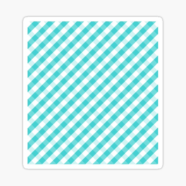 "Turquoise Blue and White Check Gingham Plaid" Sticker for Sale by