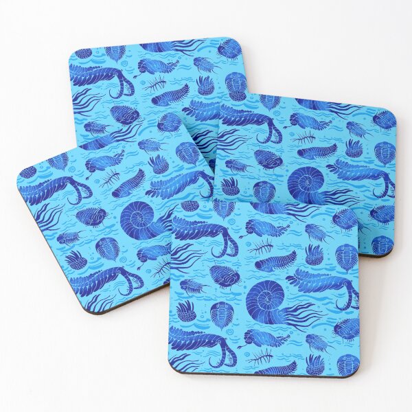 Item preview, Ancient sea animals: Trilobites, Anomalocaris, Wiwaxia and others on light blue b/g designed and sold by Irina Ivanova.