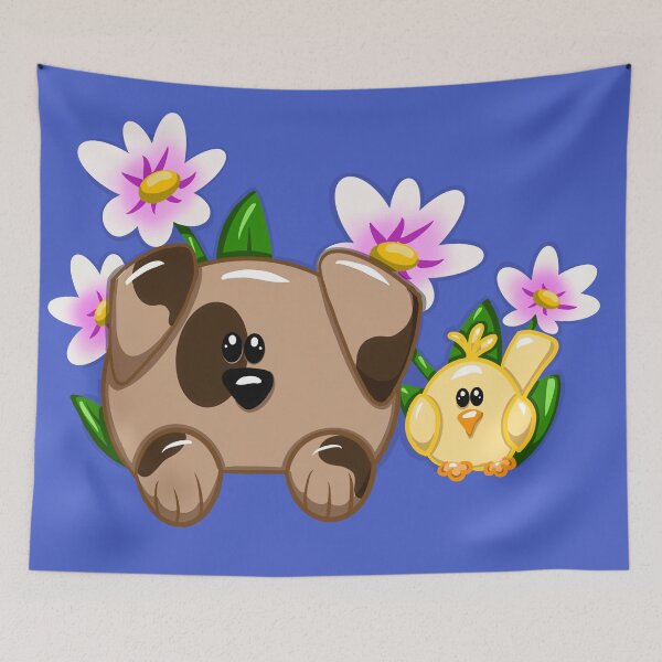 Item preview, Doggie and birdie on the window designed and sold by lovingkakeart.