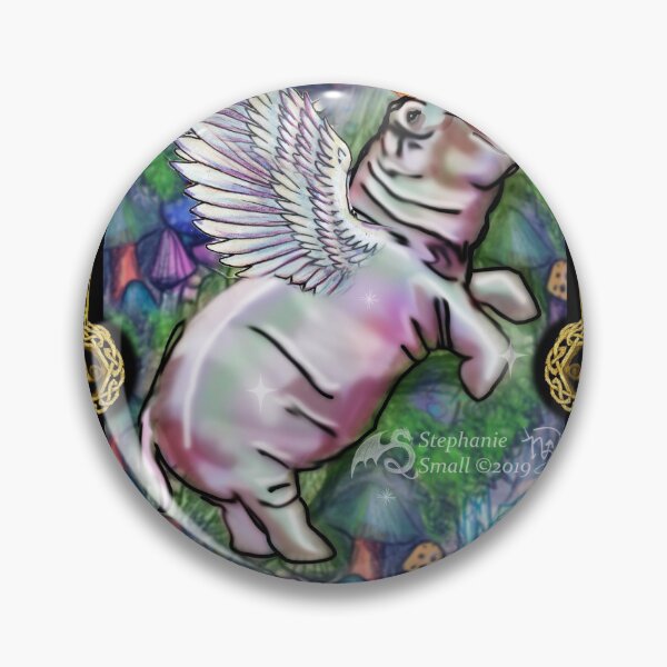 Item preview, White Rainbow Mushroom Sparkle Hippo Hippopotamus Unicorn horn wings winged  Fantasy Magic Pegacorn designed and sold by Stephanie Small.