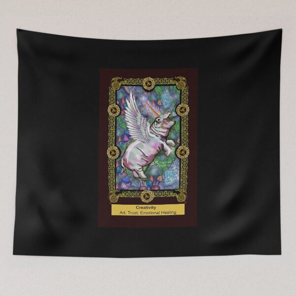 Item preview, White Rainbow Mushroom Sparkle Hippo Hippopotamus Unicorn horn wings winged  Fantasy Magic Pegacorn designed and sold by Stephanie Small.