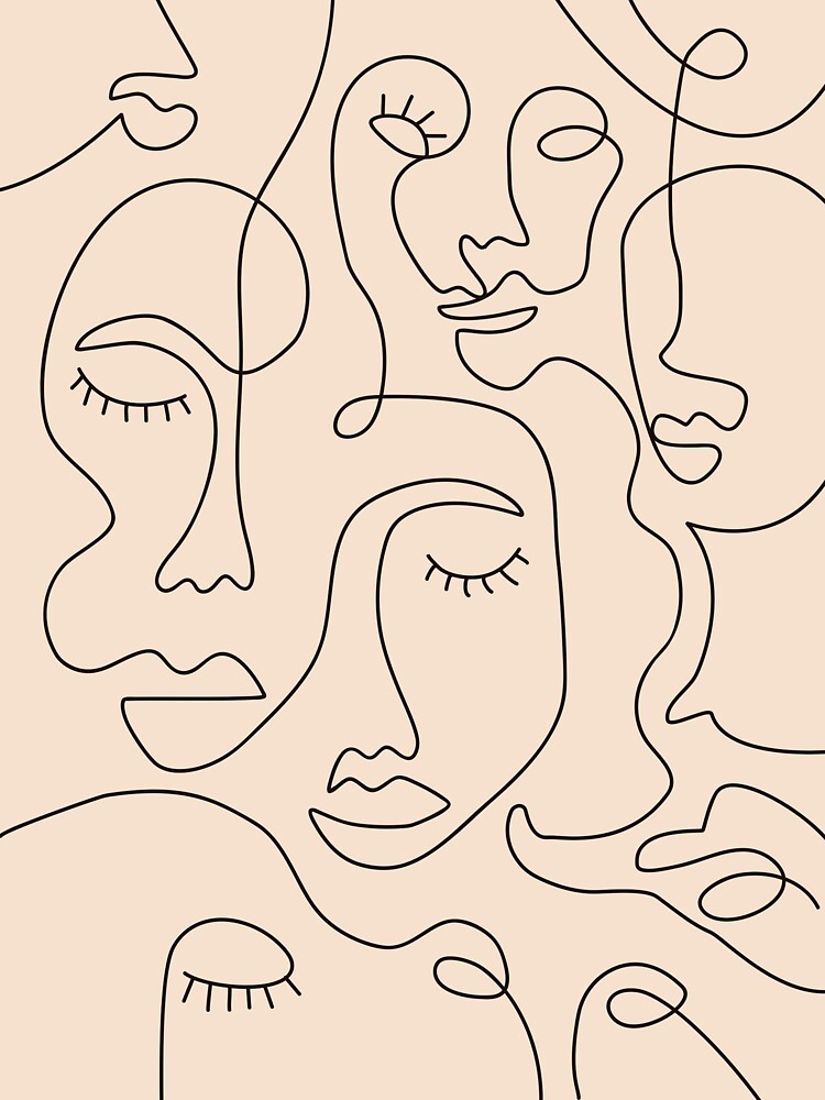 Line Art Face Abstract Art One Line Minimal' Sticker