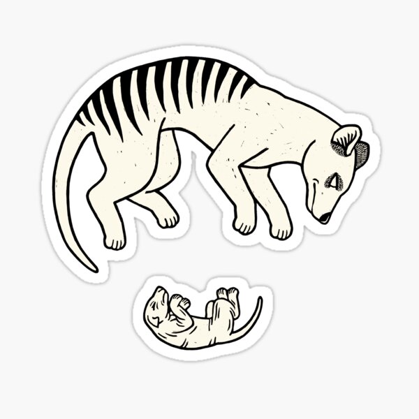 Item preview, Thylacine Mother and Pup - Woodcut 5 designed and sold by Veymoth.