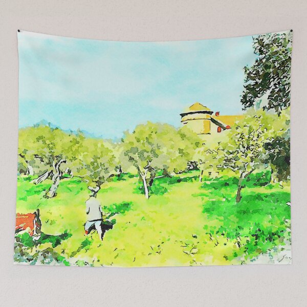 Item preview, Donkey and man in the olive grove designed and sold by Giuseppe Cocco.