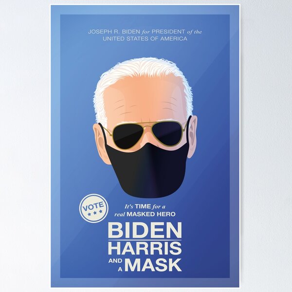 Item preview, BIDEN HARRIS and a MASK (blue) designed and sold by PopArtClub.